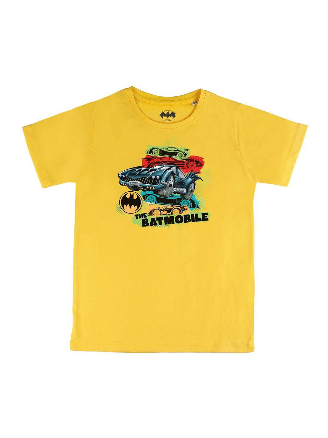 dc by wear your mind boys yellow batman printed pure cotton t-shirt