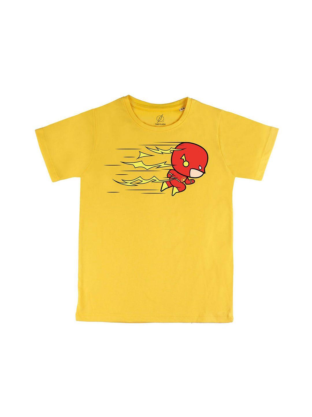 dc by wear your mind boys yellow flash printed pure cotton t-shirt