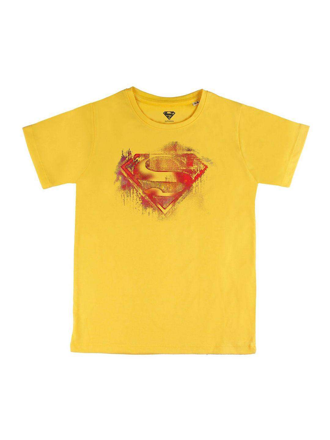 dc by wear your mind boys yellow superman printed t-shirt