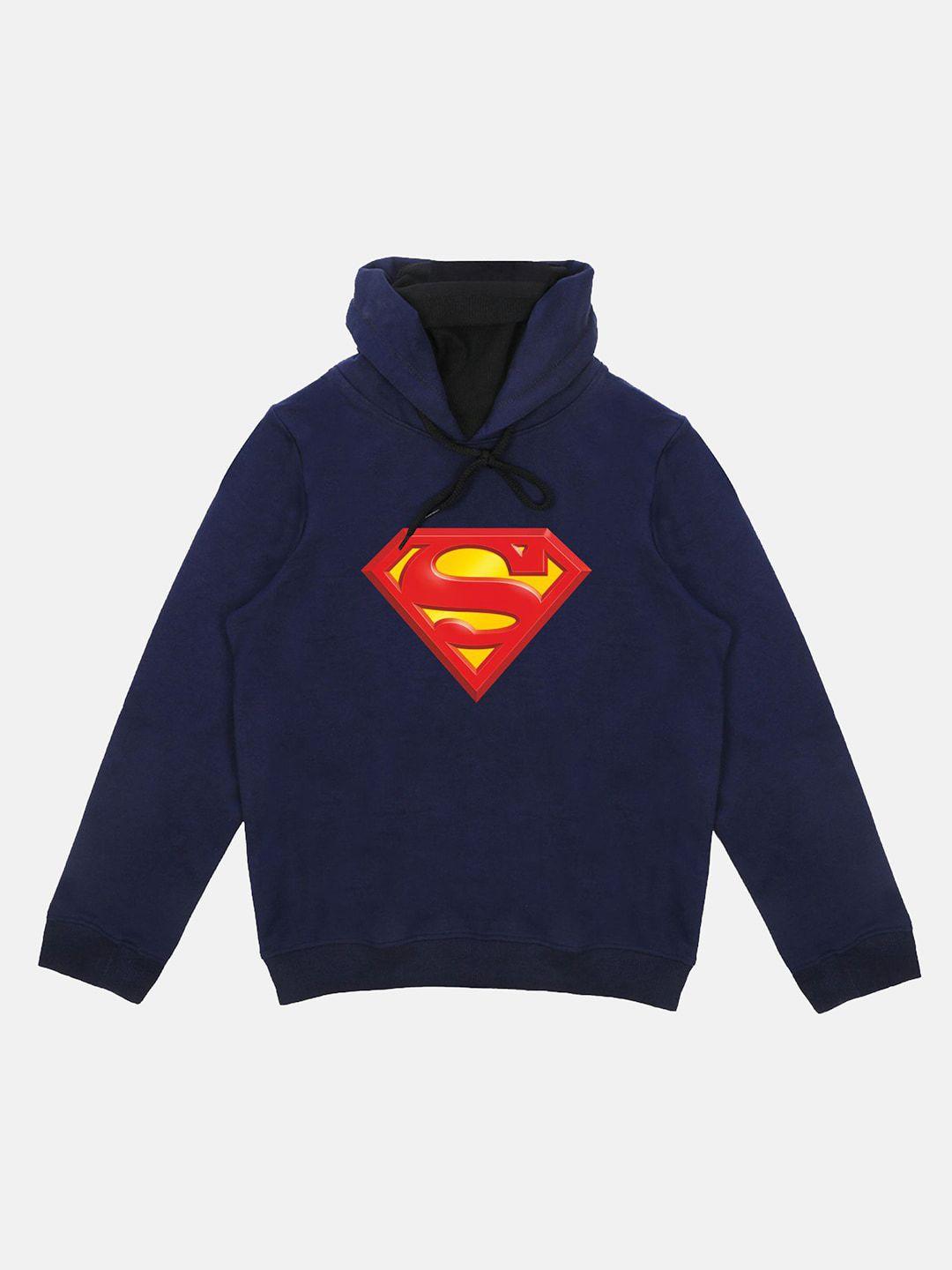dc by wear your mind unisex kids navy blue superman printed hooded sweatshirt