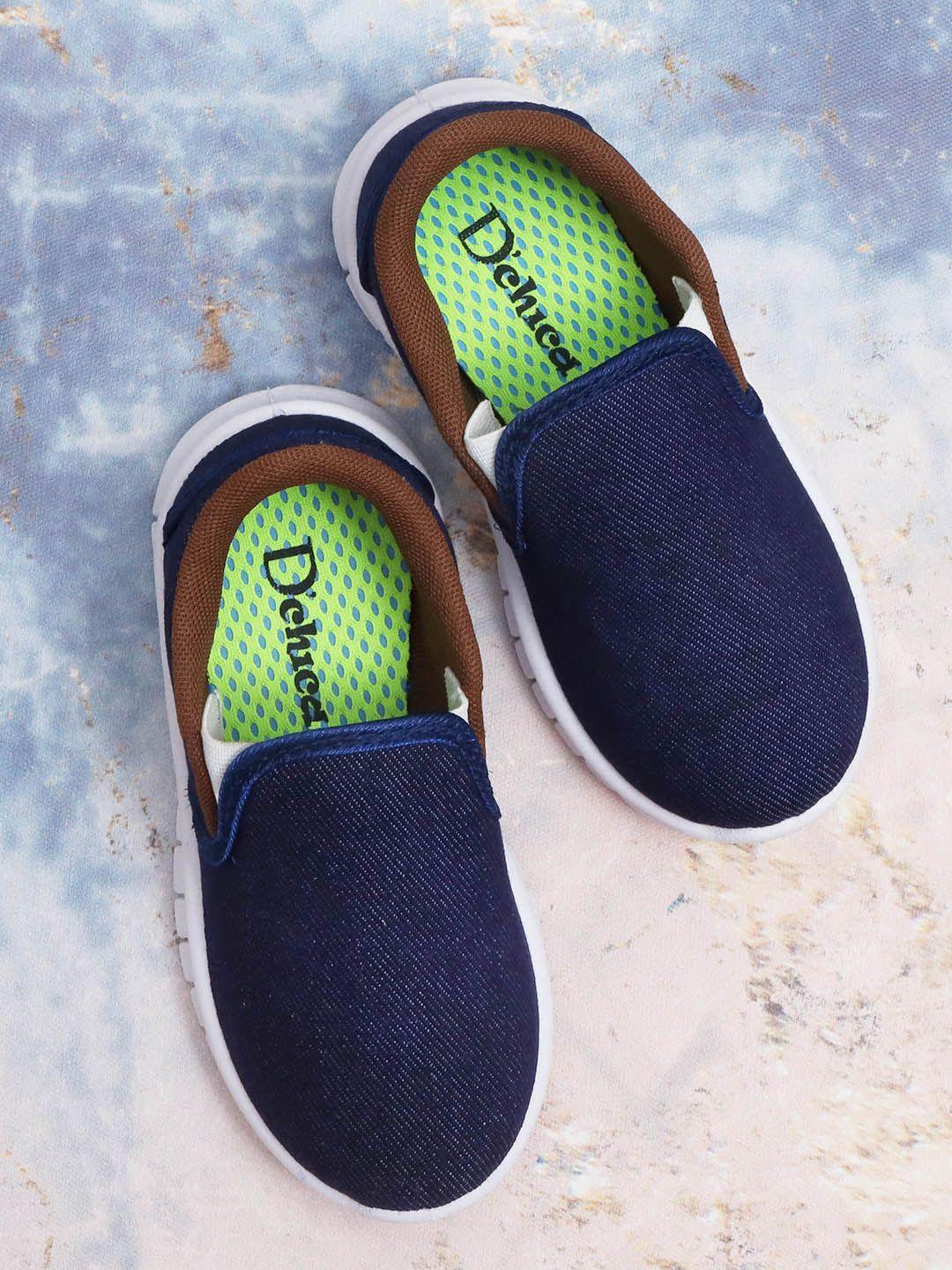 dchica boys navy blue woven design slip-on sneakers