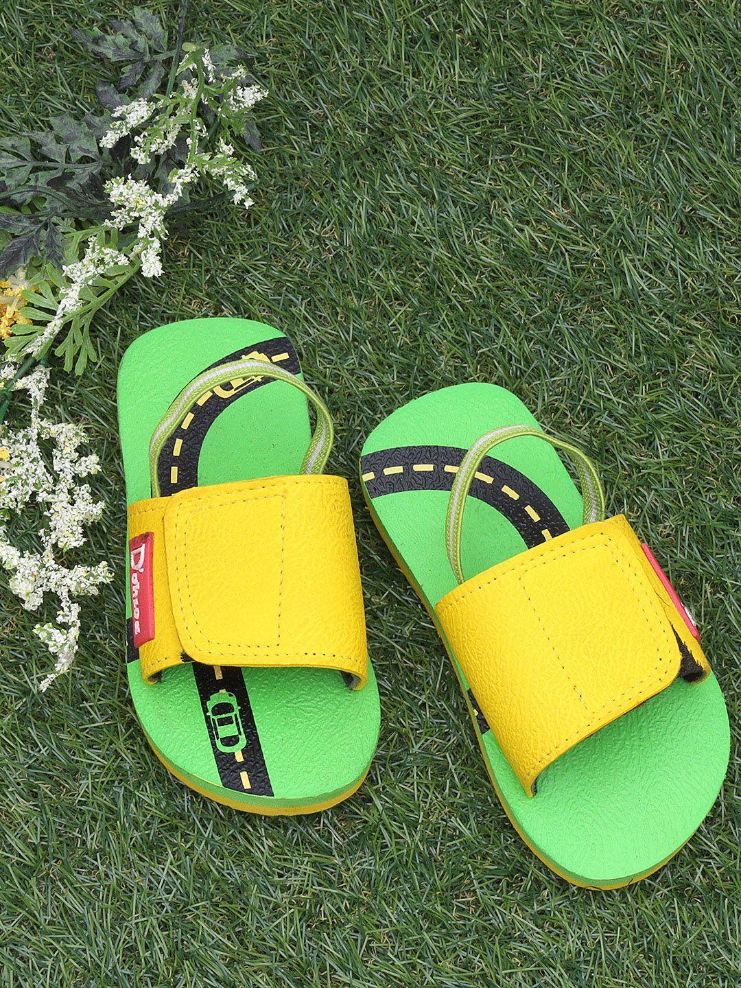 dchica girls green colourblocked open toe sliders
