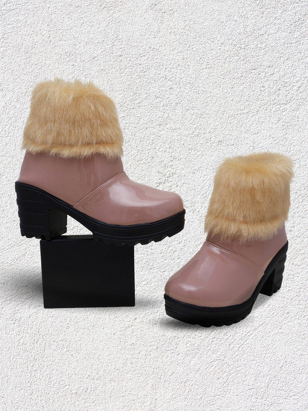 dchica girls pink textured pu winter boots