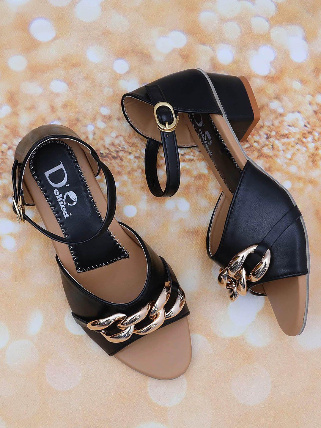 dchica girls black embellished block sandals