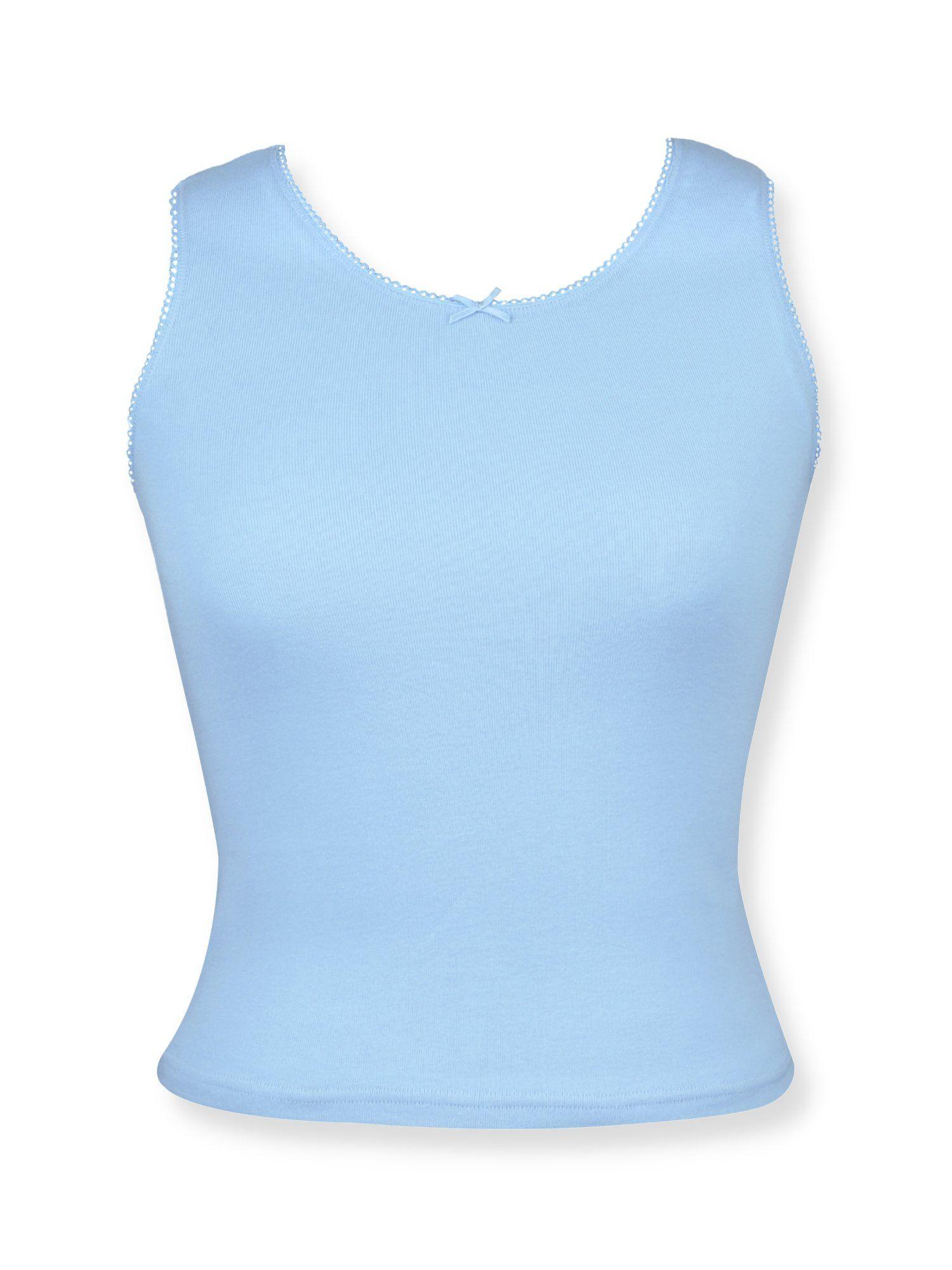 dchica girls blue full coverage broad strap cotton camisole pack of 1