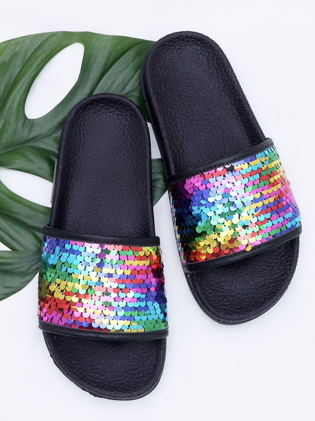 dchica girls multicoloured embellished open toe flats