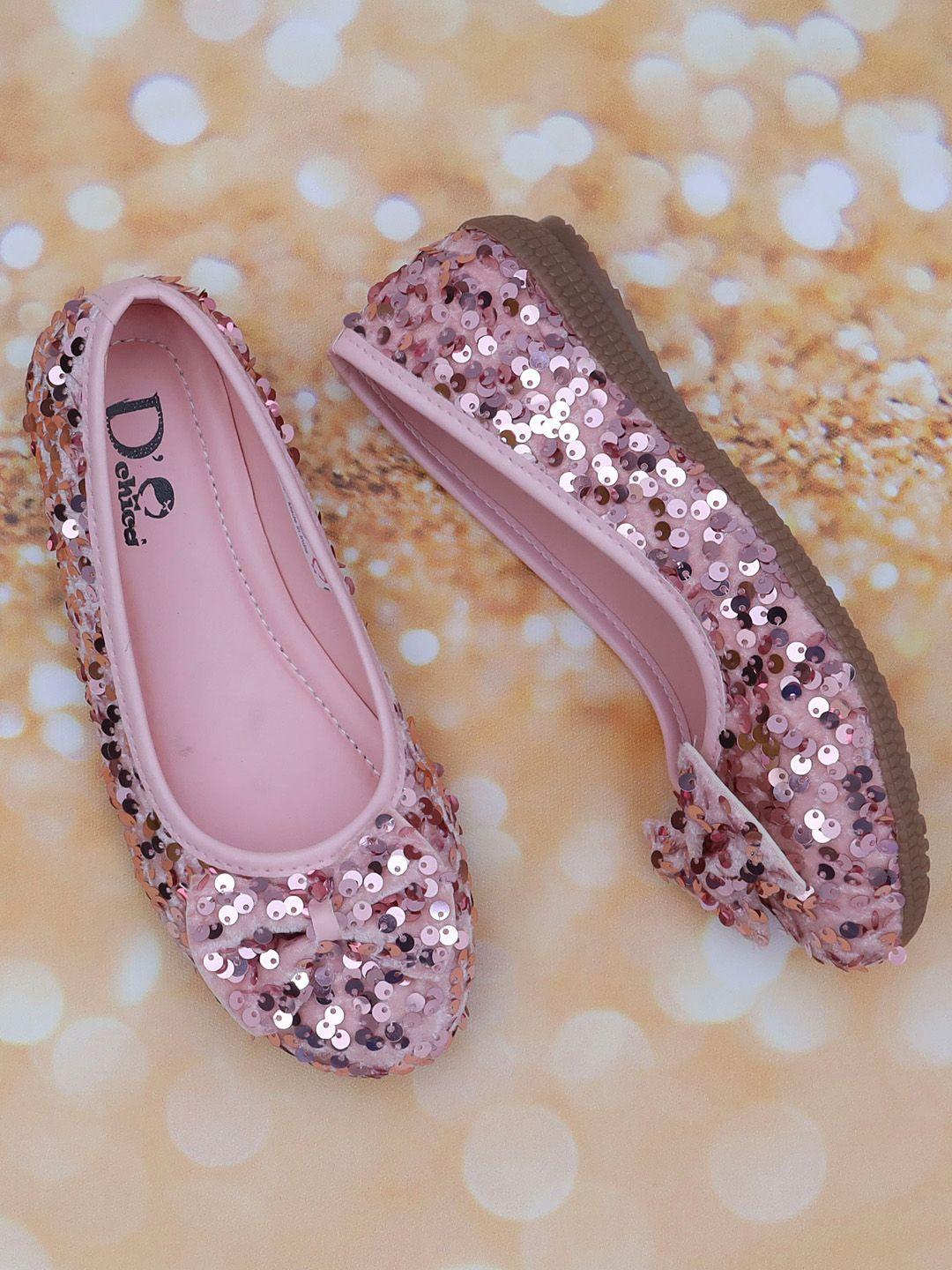 dchica girls pink embellished leather ballerinas flats