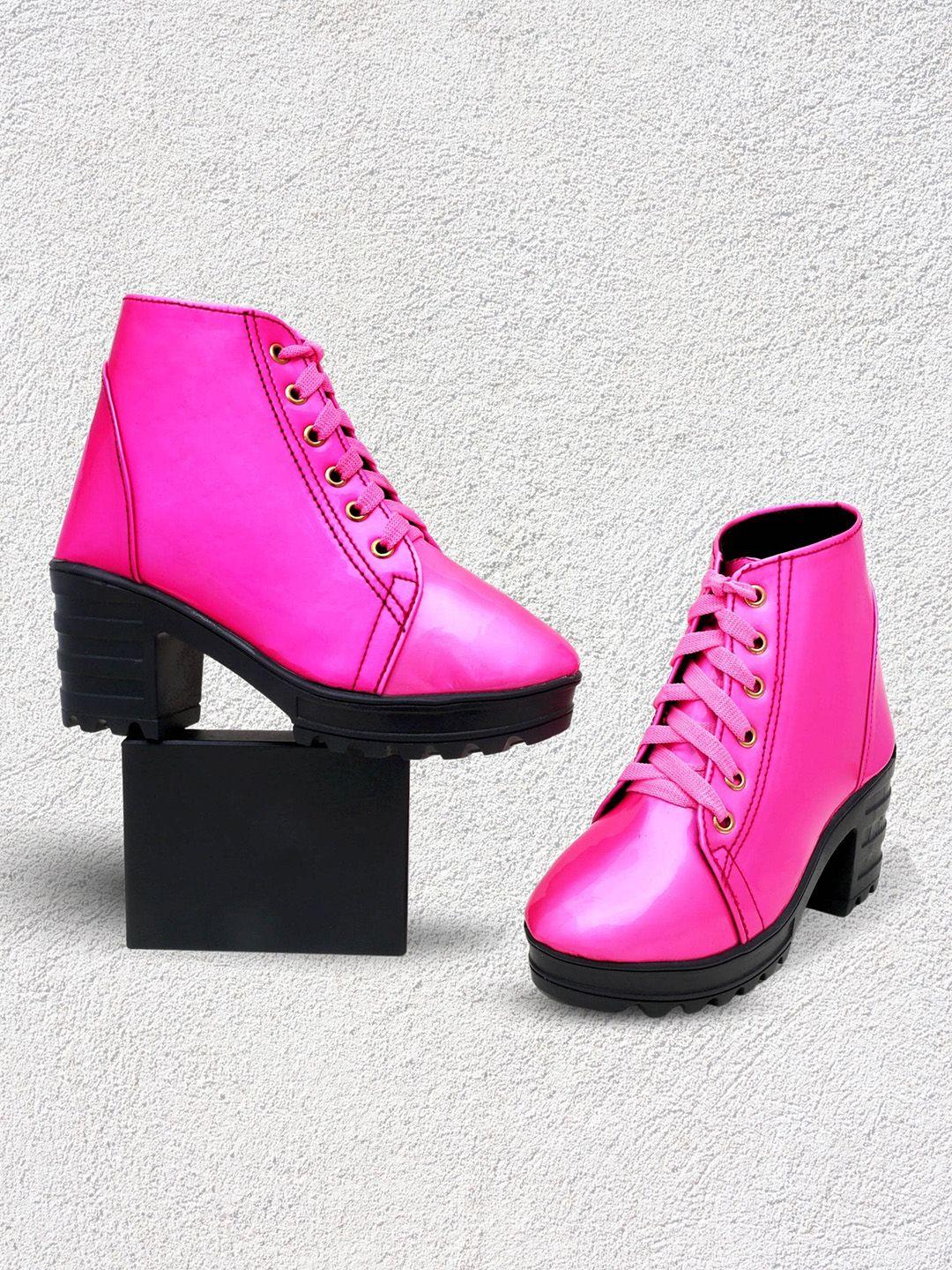 dchica girls pink solid synthetic heeled boots