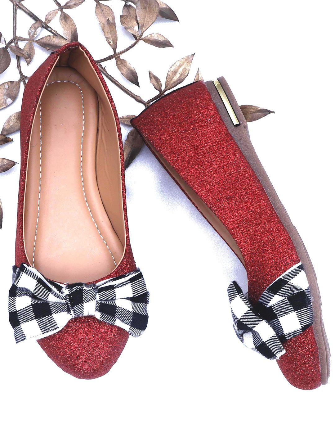 dchica girls red partywear ballerinas with bows