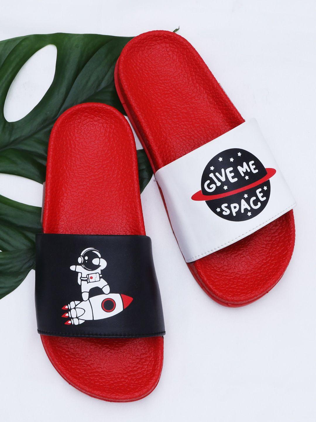 dchica girls red printed open toe flats