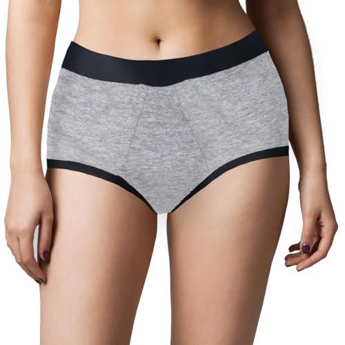 dchica period panties with anti microbial lining for women | light to medium flow period panty briefs | easy to wash, leak proof, no pad required grey menstrual underwear (pack of 1)