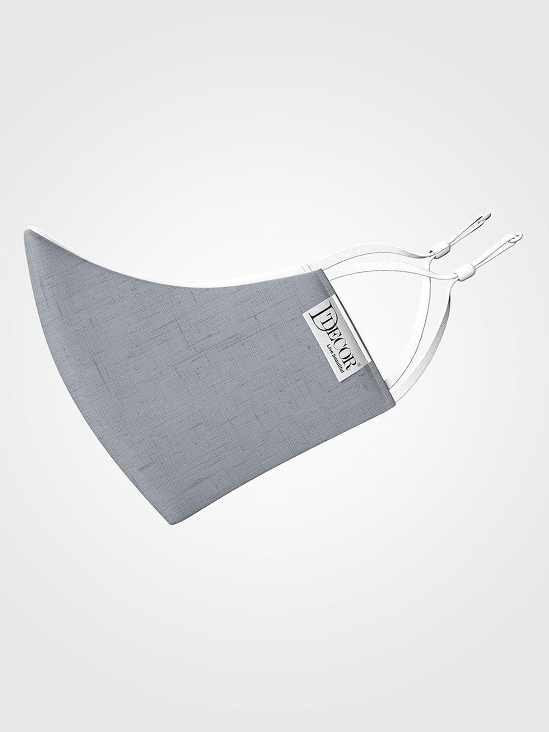 ddecor unisex grey solid 3-ply cotton cloth mask