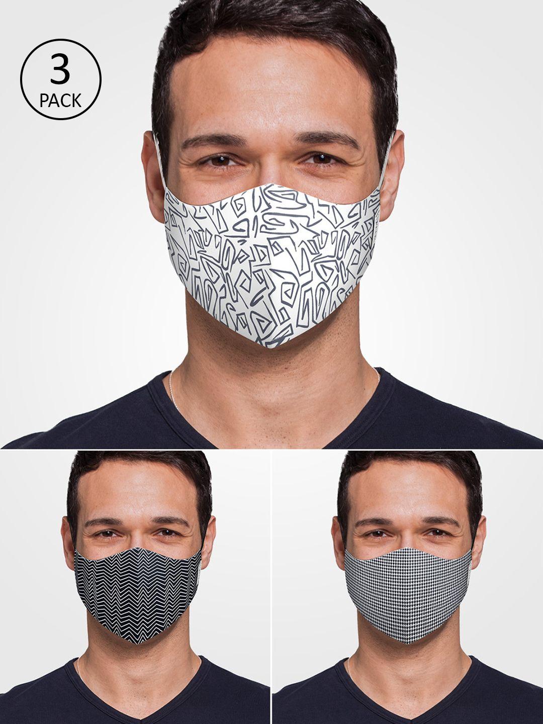 ddecor men anti viral pack of 3 printed 3-ply reusable cloth masks