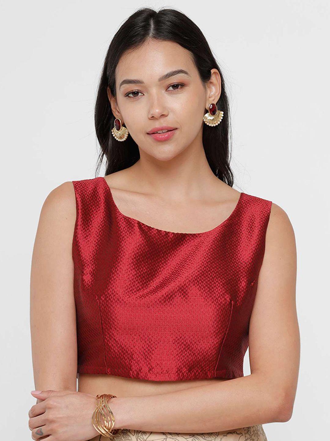 de moza maroon woven design sleeveless blouse