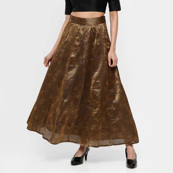 de moza women printed ethnic maxi skirt