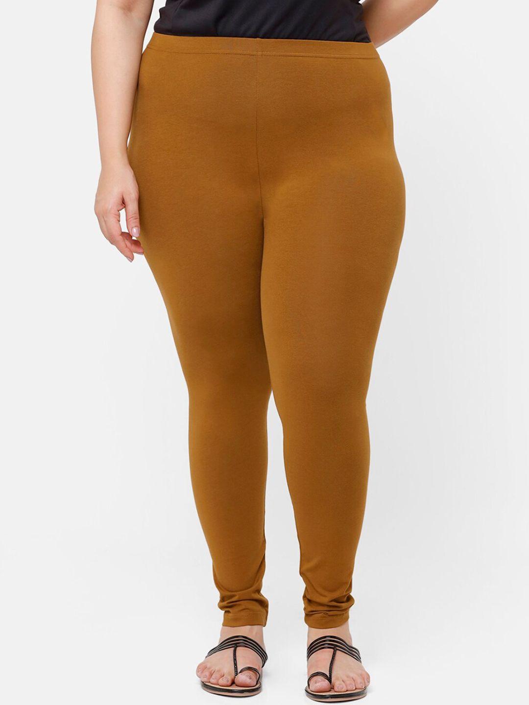 de moza women tan brown solid ankle-length leggings