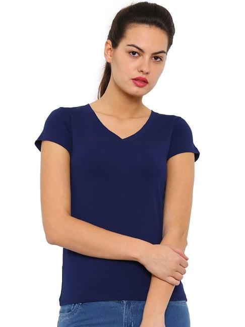 de moza dark blue v neck t-shirt