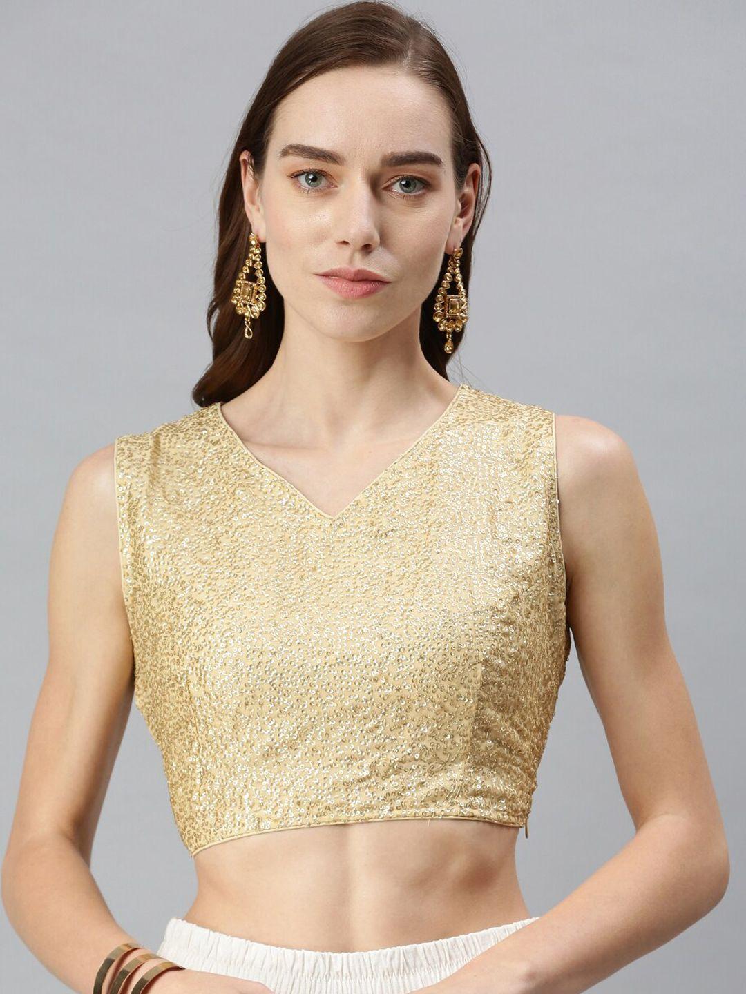 de moza women gold sequinned saree blouse