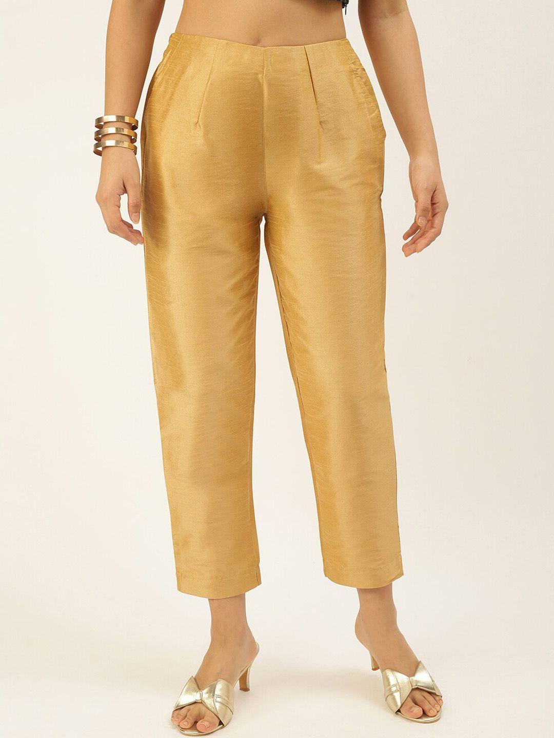 de moza women gold-toned pleated trousers