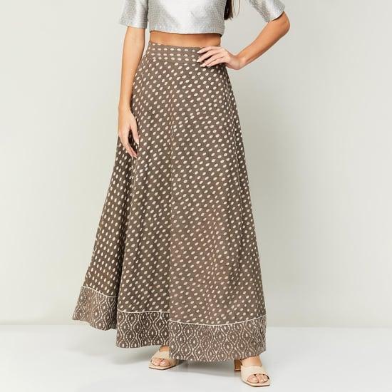 de moza women printed elasticated ethnic a-line skirt