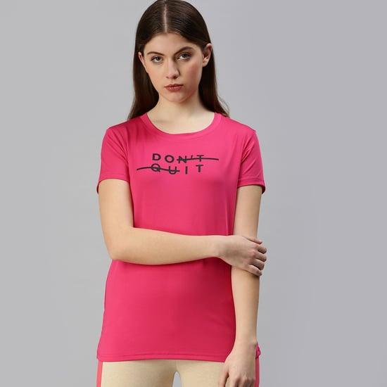 de moza women printed round neck sports t-shirt