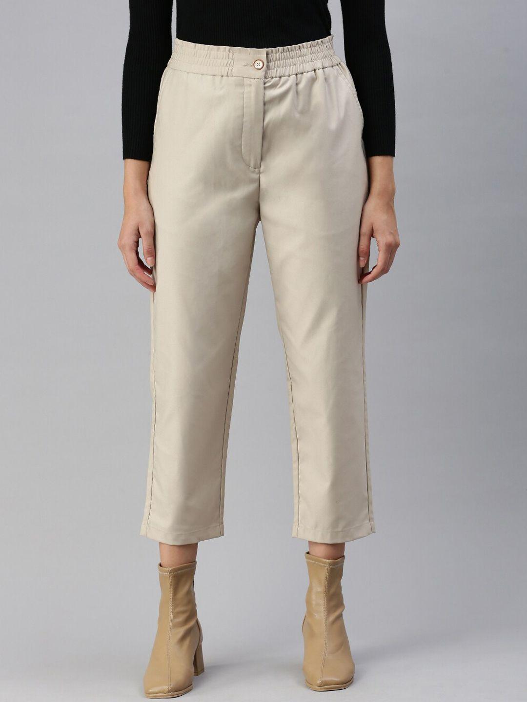 de moza women relaxed loose fit high-rise plain trousers