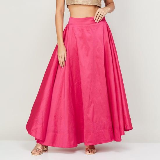 de moza women solid full-length a-line skirt