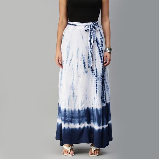 de moza women tie & dye printed elasticated maxi skirt