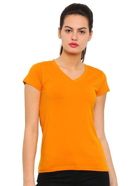 de moza yellow v neck t-shirt