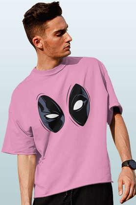 deadpool gaze round neck mens oversized t-shirt - baby pink
