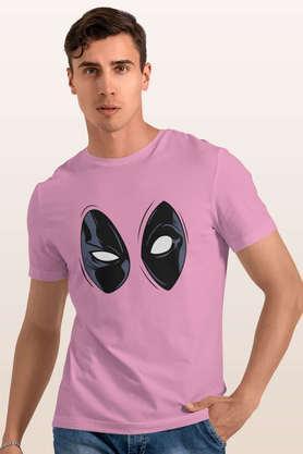 deadpool gaze round neck mens t-shirt - baby pink