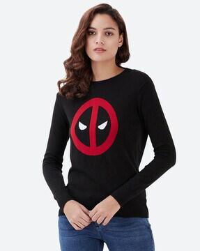 deadpool print crew-neck pullover