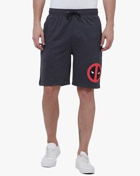 deadpool print shorts with drawstring waist