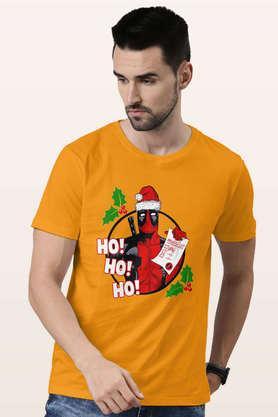 deadpool santa round neck mens t-shirt - yellow