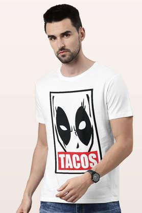 deadpool tacos round neck mens t-shirt - white