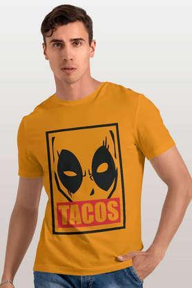 deadpool tacos round neck mens t-shirt - yellow
