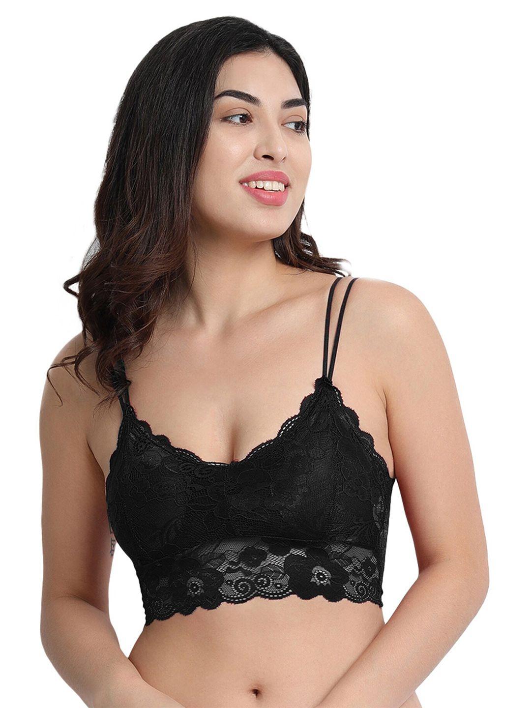 dealseven fashion black floral lace bralette bra - lightly padded