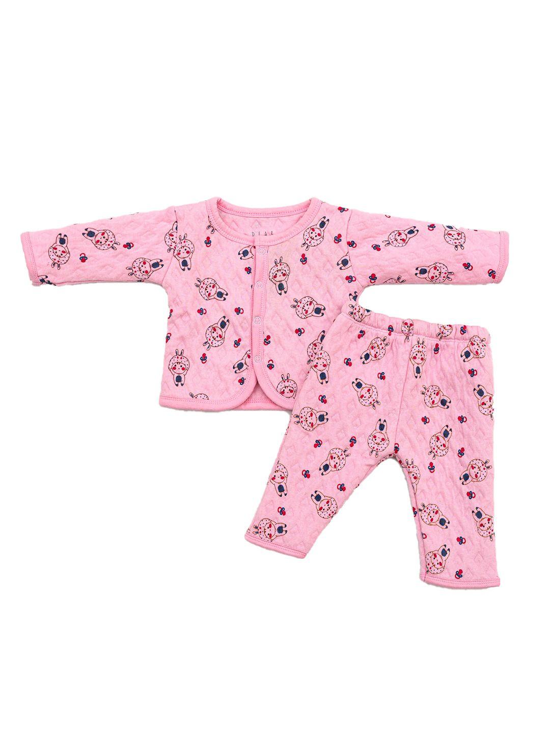dear little infants printed quilted pure cotton shirt with trousers