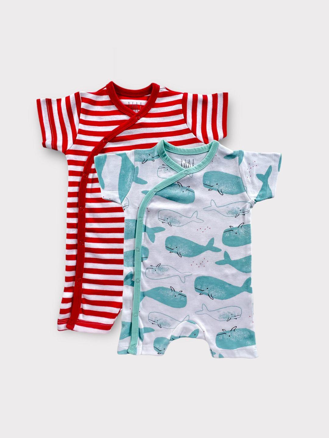 dear little infants pack of 2 printed cotton rompers