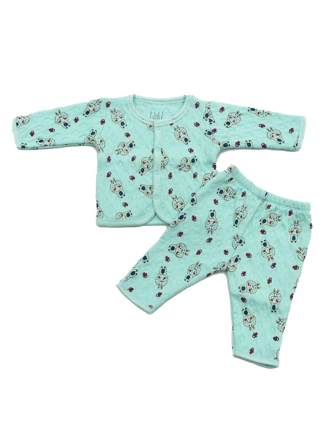 dear little infants printed quilted pure cotton shirt with trousers