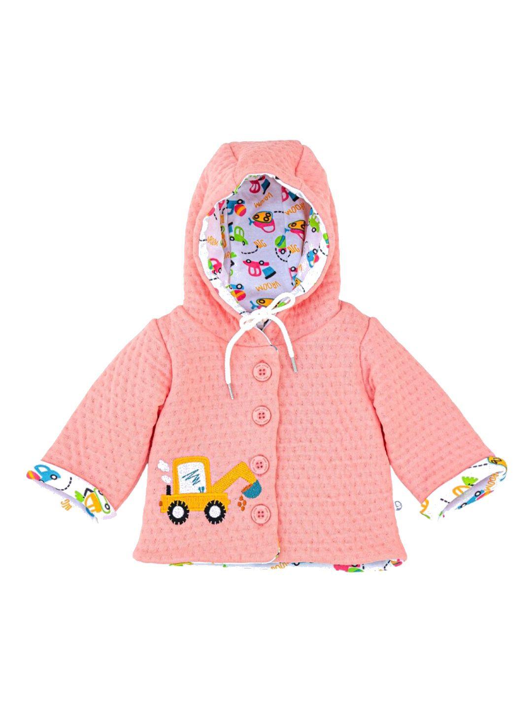 dear little unisex kids peach-coloured lightweight crop tailored jacket with patchwork