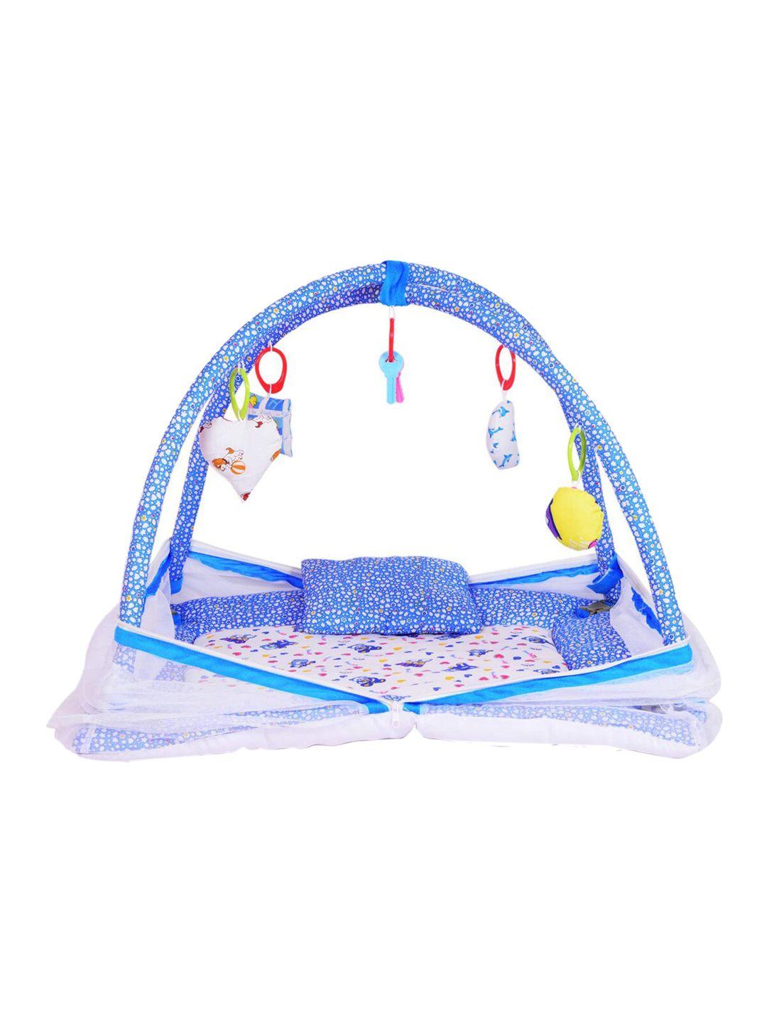 dearjoy kids blue kick & play gym with mosquito net & bedding set