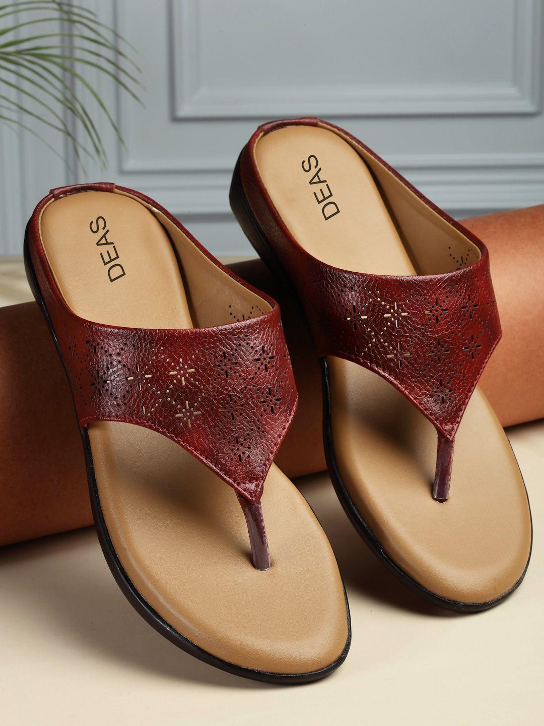deas textured leather open toe flats with laser cuts