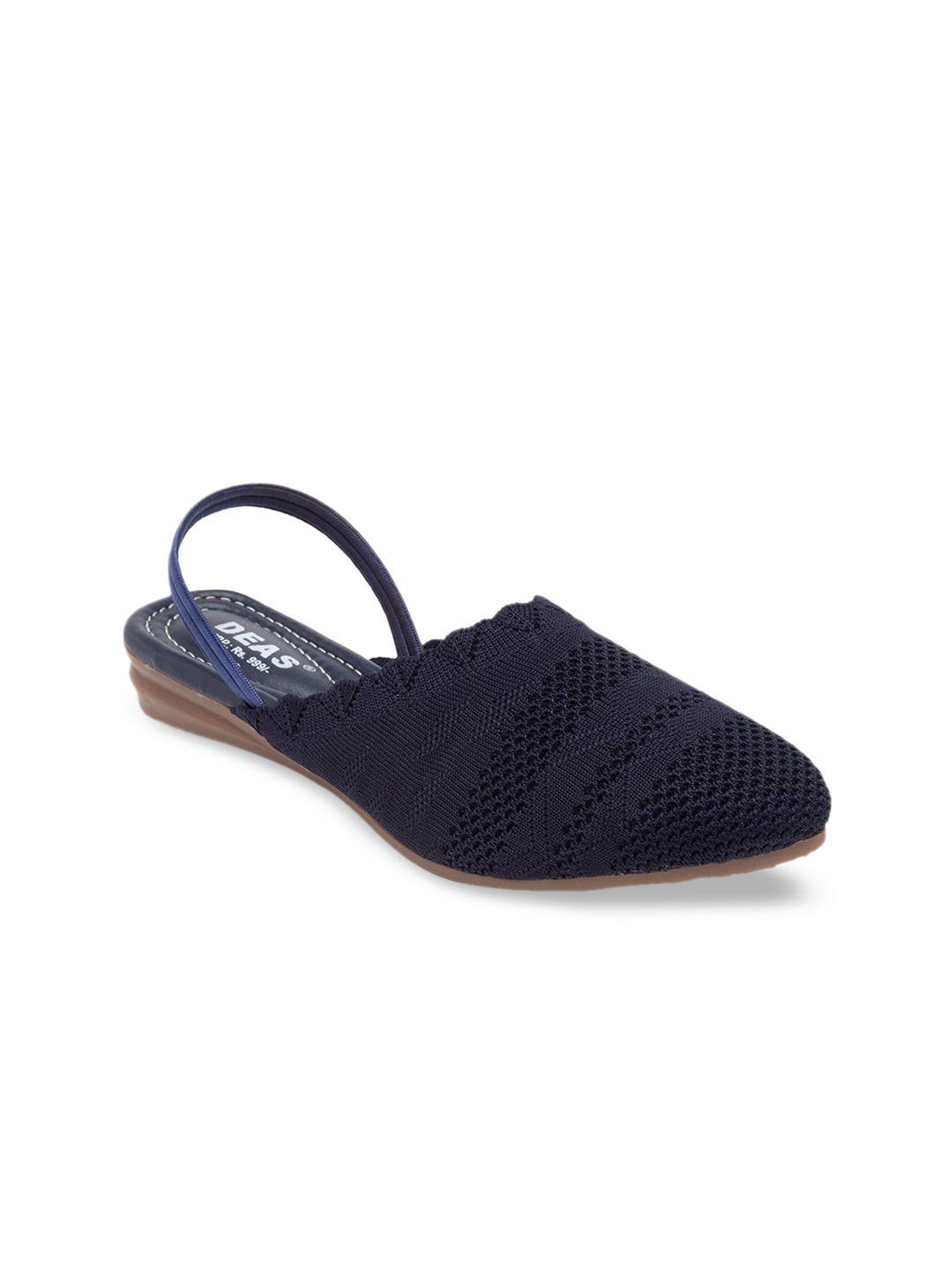 deas women navy blue mules flats