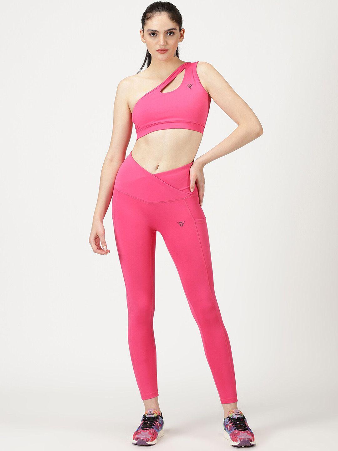 deb vibe collection one-shoulder sports bra & tights tracksuit