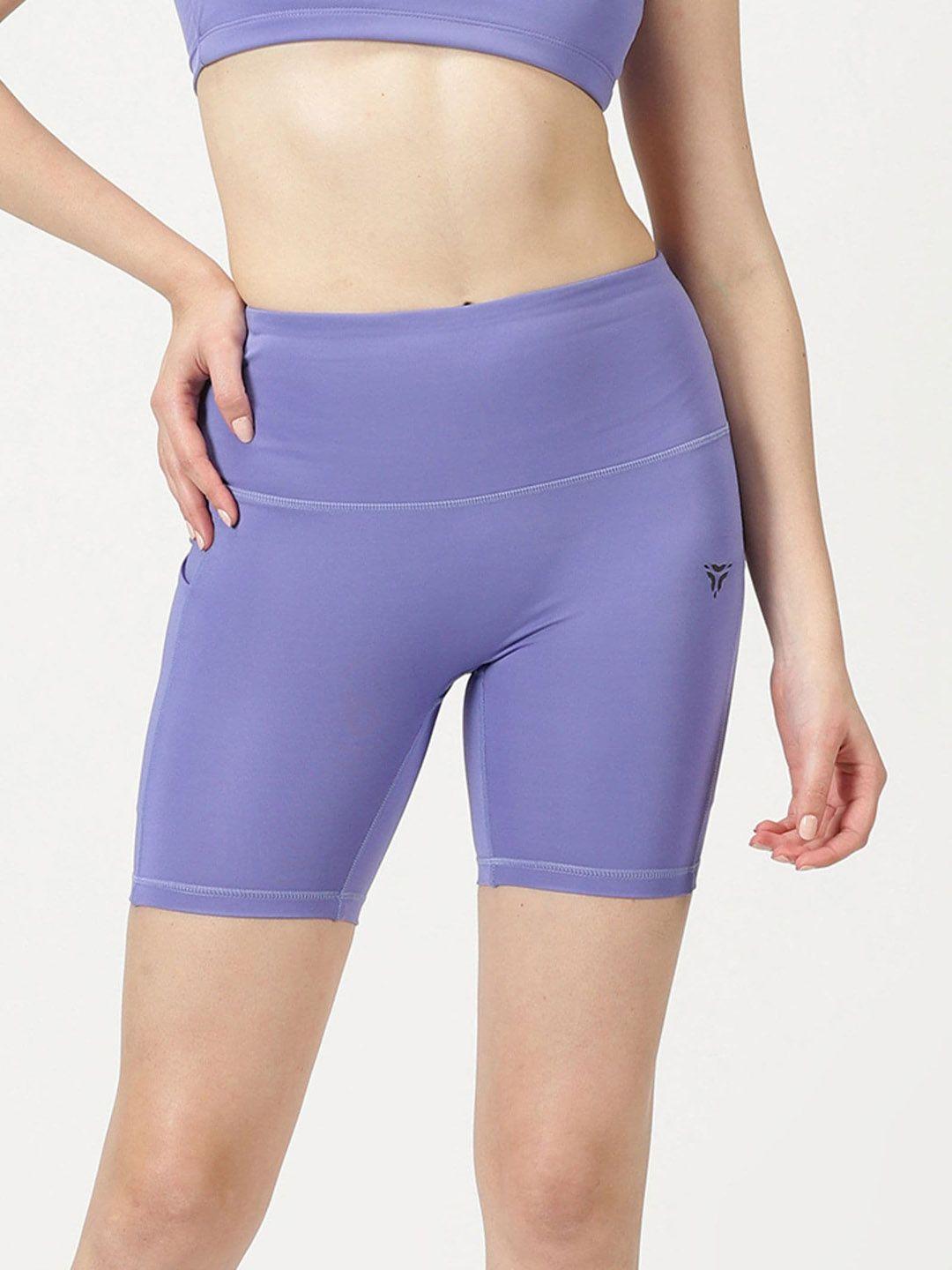 deb women lavender skinny fit high-rise running fashion with antimicrobial technology shorts
