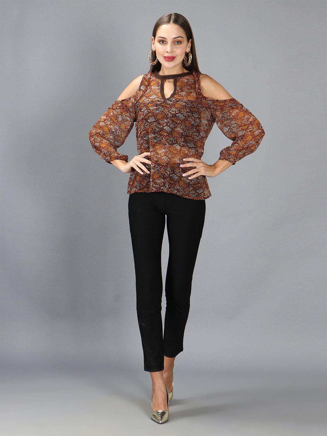 debonatella animal printed georgette peplum top