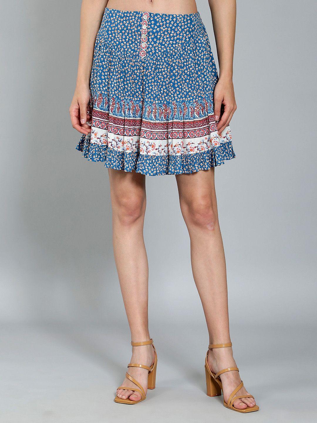 debonatella floral printed mini flayered skirt