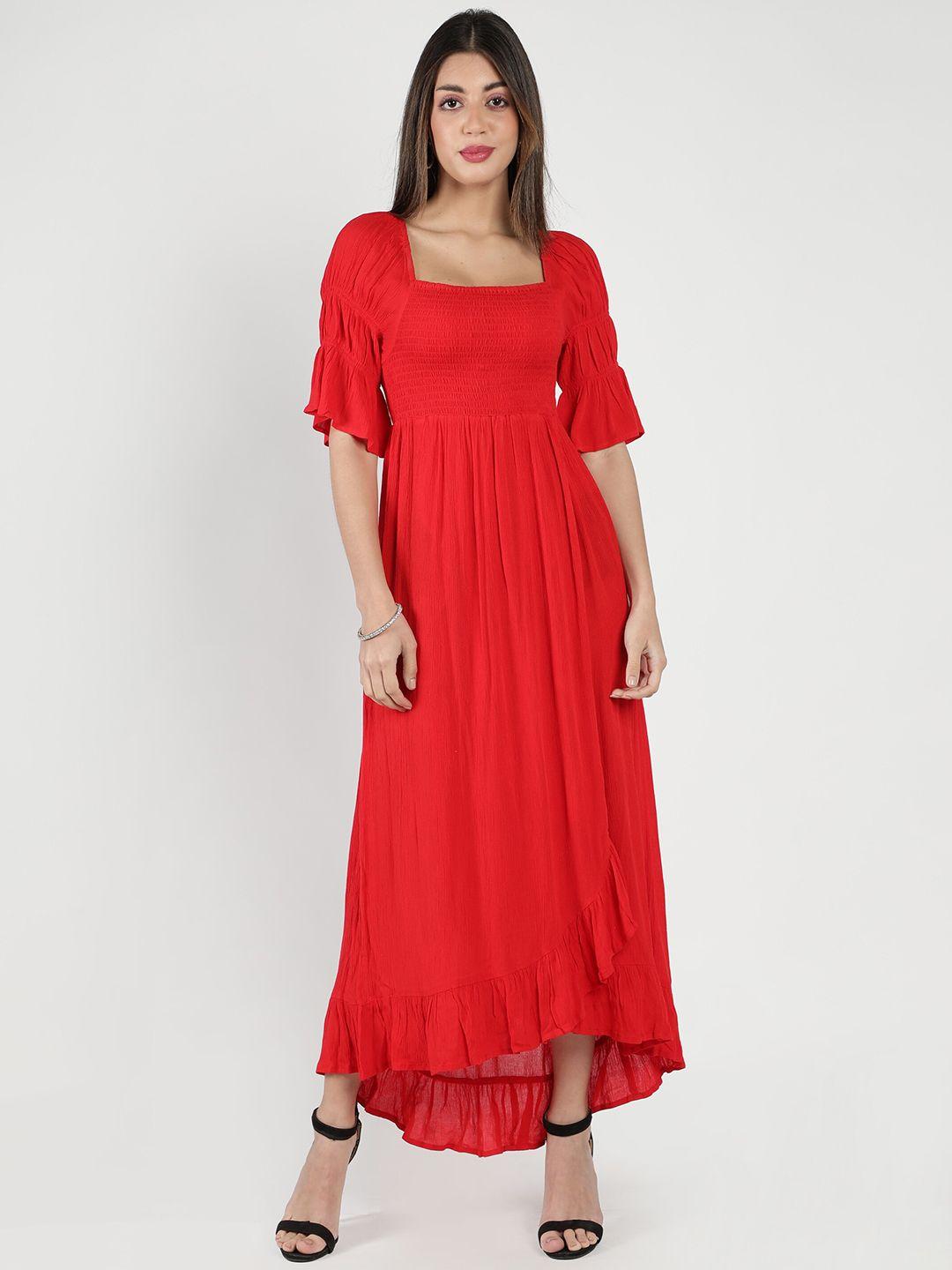 debonatella women  red layered crepe maxi dress