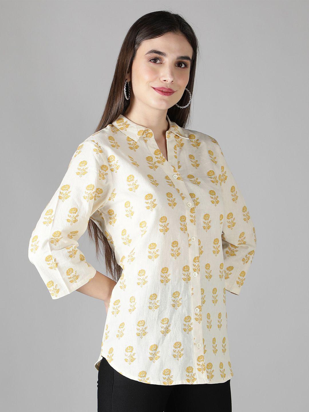 debonatella women beige comfort printed casual shirt